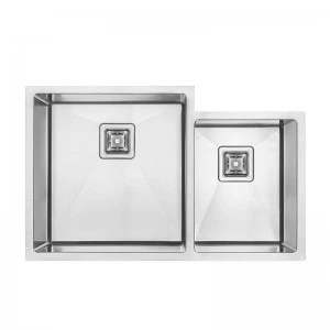 Offset Stainless Steel Kitchen Sink with Square Drain Hole