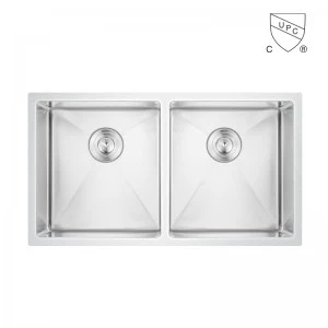 32 Inch 50/50 Design Handmade Double Bowl Stainless Steel Kitchen Sink