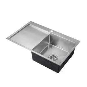 Handmade Drop in Stainless Steel Single Bowl with Drainboard Kitchen Sink