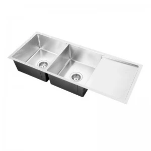 Hot Sale Reversible Stainless Steel Double Bowl with Drainboard Kitchen Sink