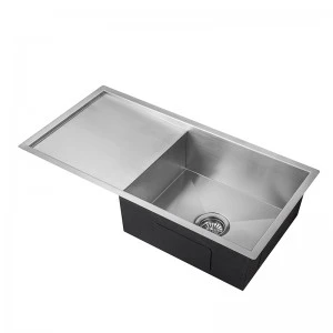Hot Sale Reversible Stainless Steel Single Bowl with Drainboard Kitchen Sink