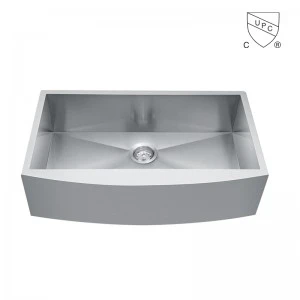 16Gauge Stainless Steel Single Bowl Curved Apron Front Farmhouse Sink