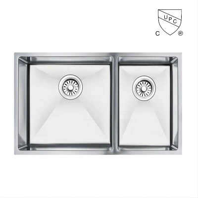 32 Inch CUPC Handmade Double Bowl Stainless Steel  Kitchen Sink