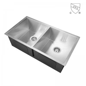 CUPC Handmade Double Bowl Stainless Steel ADA Kitchen Sink