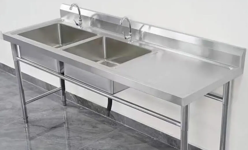 2 bay stainless steel commercial sink