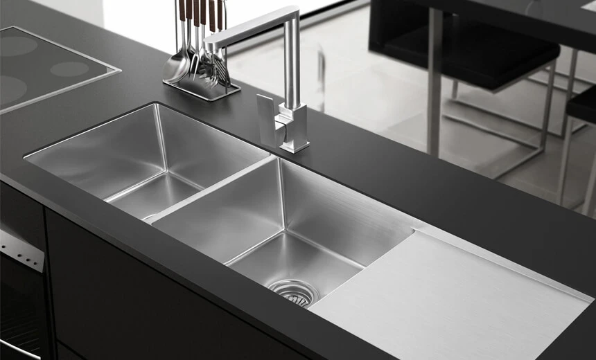 2 bowl sink with drainboard