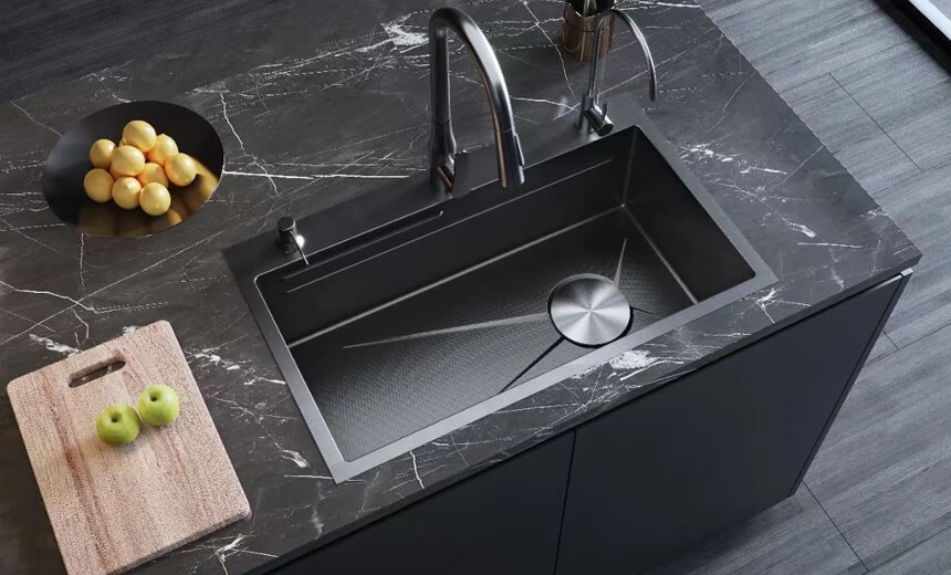 elegant stainless steel waterfall kitchen sink