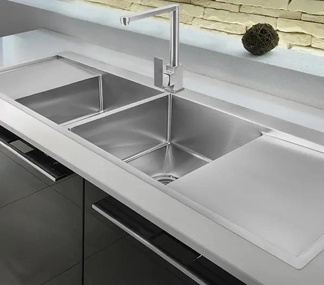 2 bowl sink with drainboard